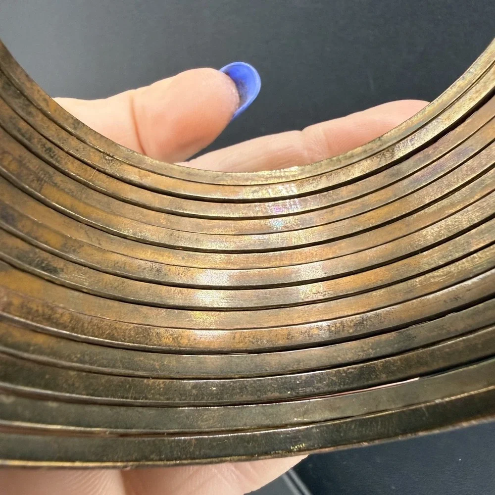 Vintage Bangle Bracelet Wide Stacked Wire 8.5" - Picture 6 of 8